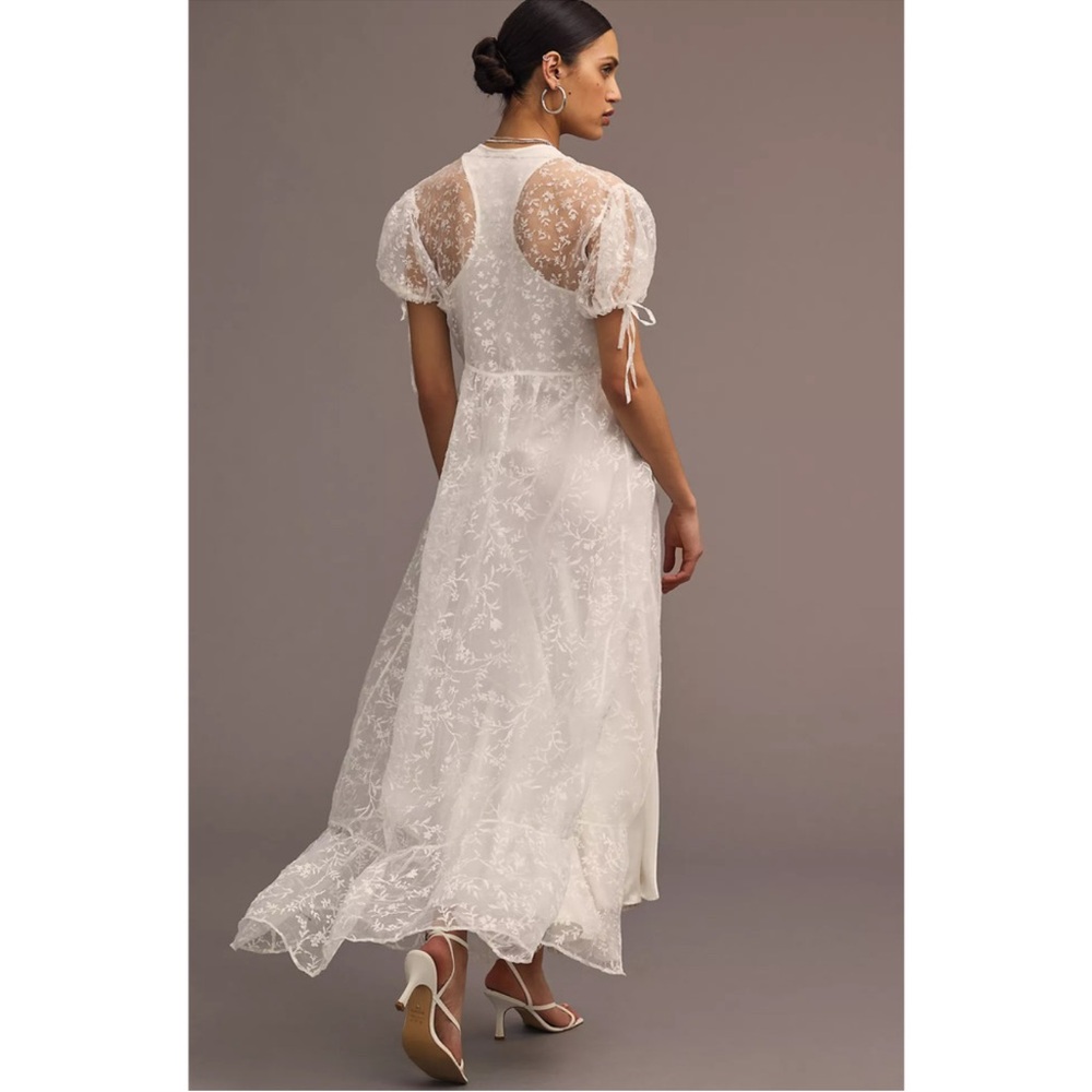 BY ANTHROPOLOGIE SHEER ORGANZA MAXI DRESS